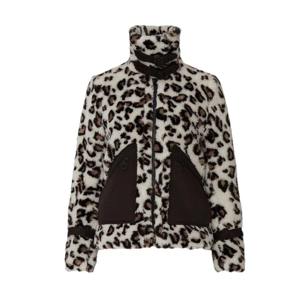 Jonathan Simkhai Coat Jacket Womens Xs Full Zip Sherpa Animal Print Mob Wife